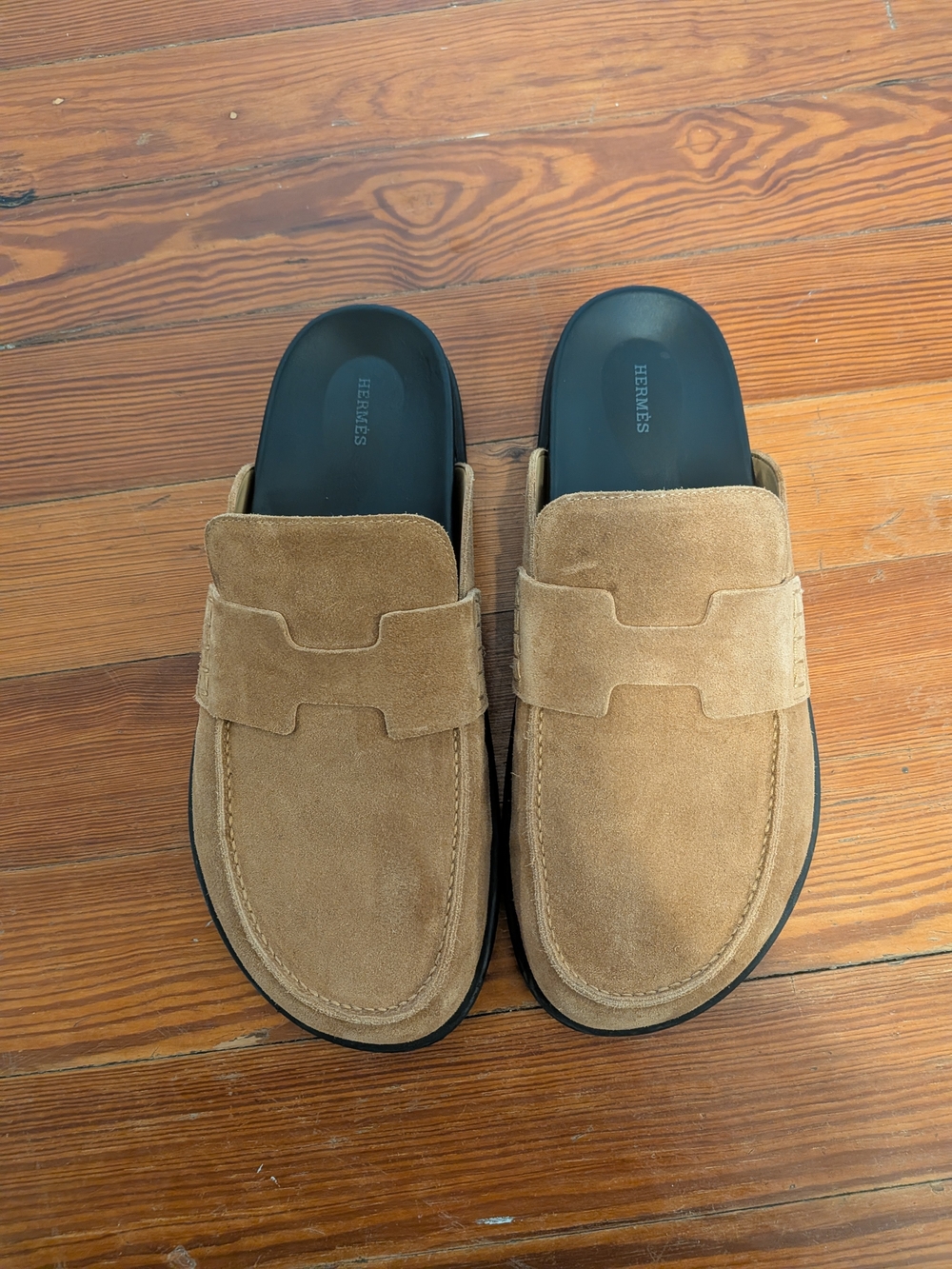 🔥Hermès 🔥 Go Mules Men’s Suede Loafers in Tan Suede AUTHENTIC VV231745ZH